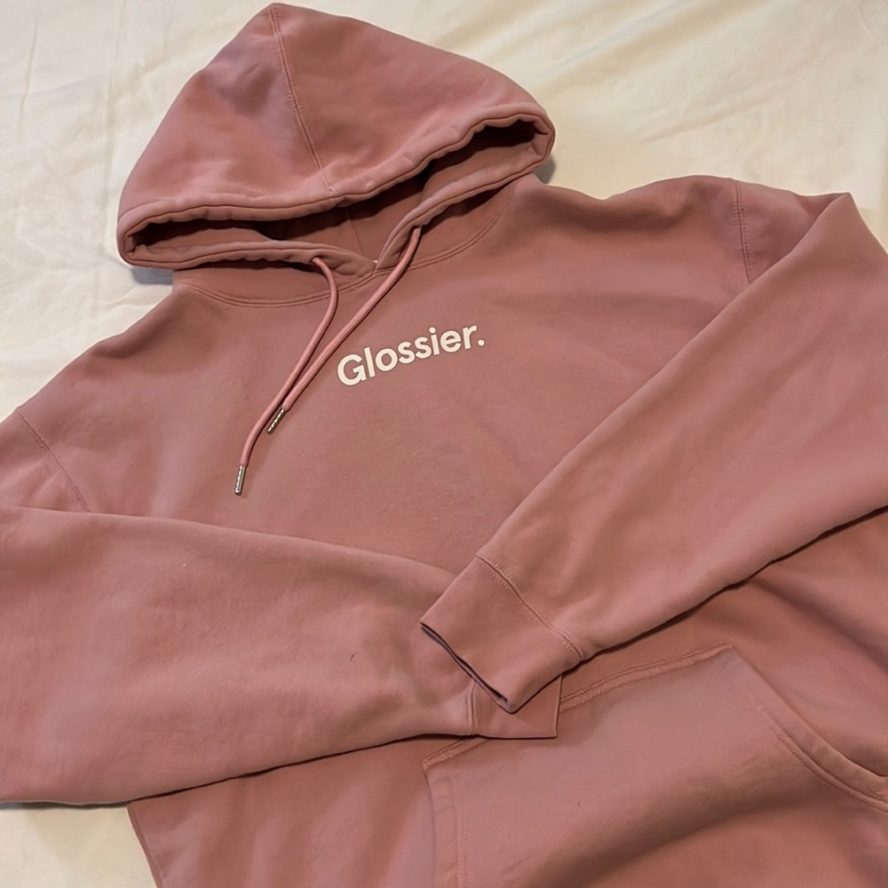 glossier pink hoodie
